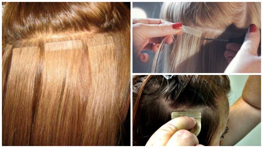 Aplique de cabelo com fita adesiva