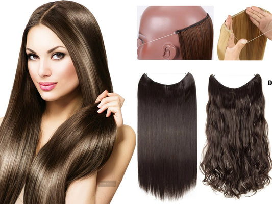 Aplique de cabelo com fio invisível