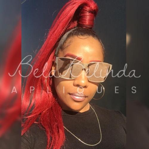 Bela Belinda Ondulado / 60cm Rabo-De-Cavalo Vermelho Vibrante Entrega Rápida